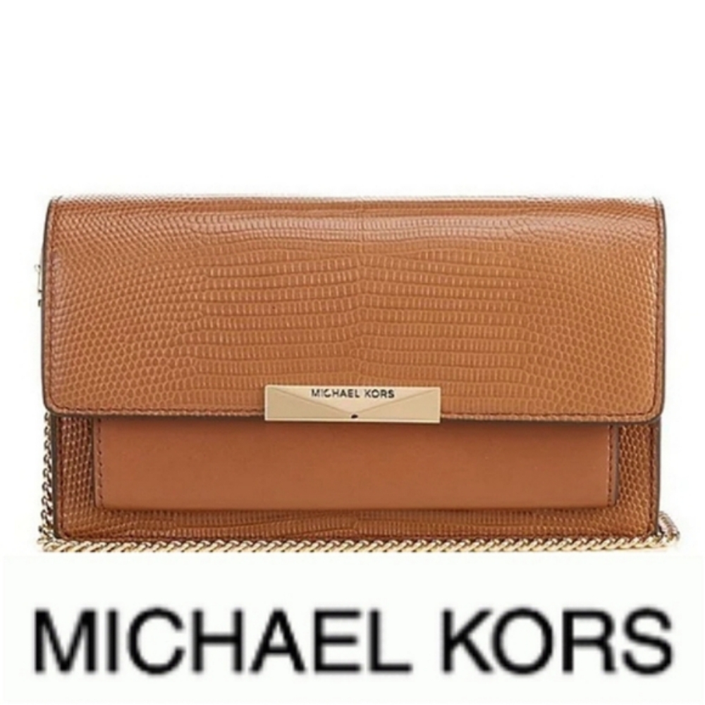 Michael Kors Jade Embossed Lizard Leather Crossbody Handbag